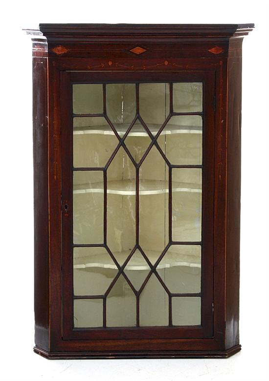 George III inlaid mahogany hanging