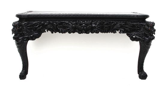 Oriental carved hardwood console table