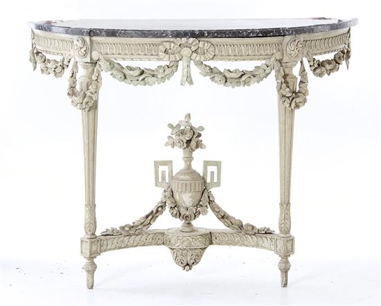 Louis XVI carved and painted marbletop 1379ab