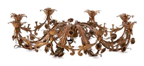 French gilt-metal eight-light chandelier