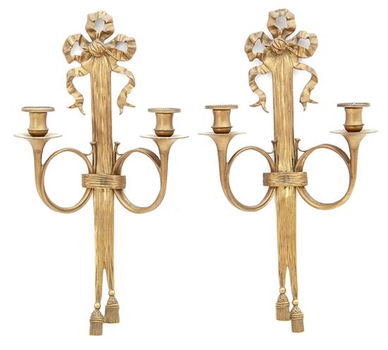Pair French gilt-metal two-light