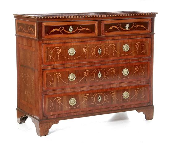 Continental marquetry inlaid chest