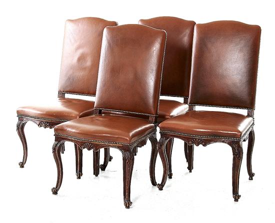 Set of four Louis XV walnut chairs