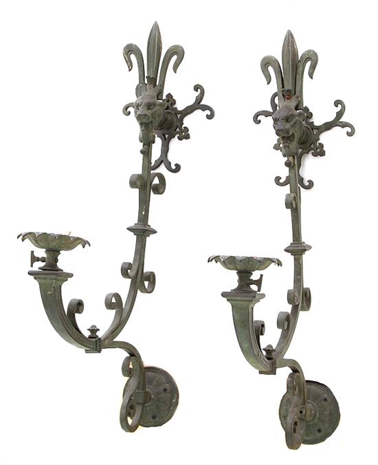 Pair Renaissance Revival bronze