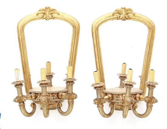 Pair unusual mirrored wall sconces