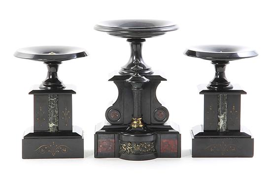 Victorian black slate tazzas late