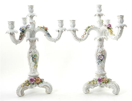 Pair Continental porcelain candelabra 137a5f