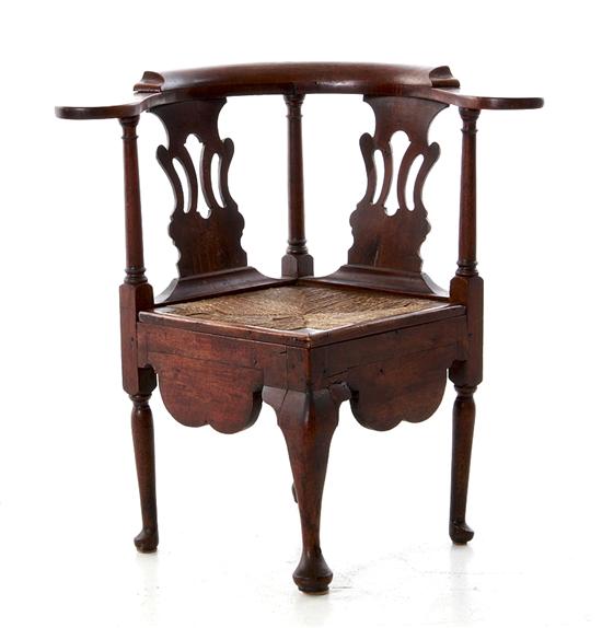 Queen Anne walnut corner chair 137aa1