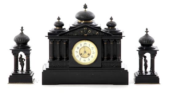 French slate clock garniture late