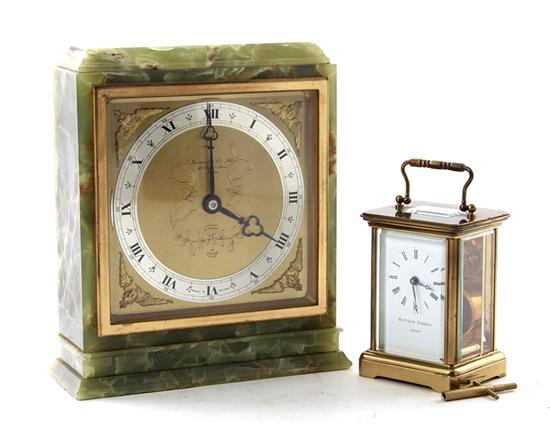 English carriage and mantel clocks