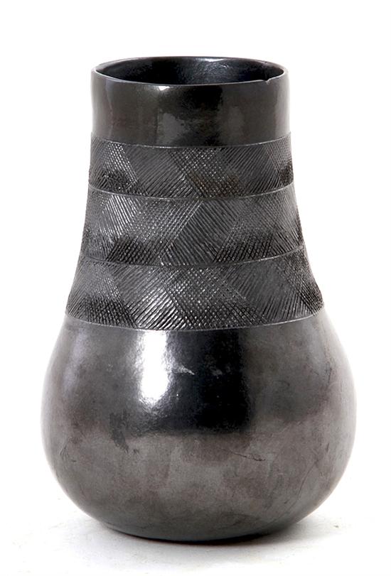 Native American pottery blackware jar