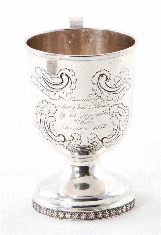 American coin silver footed cup