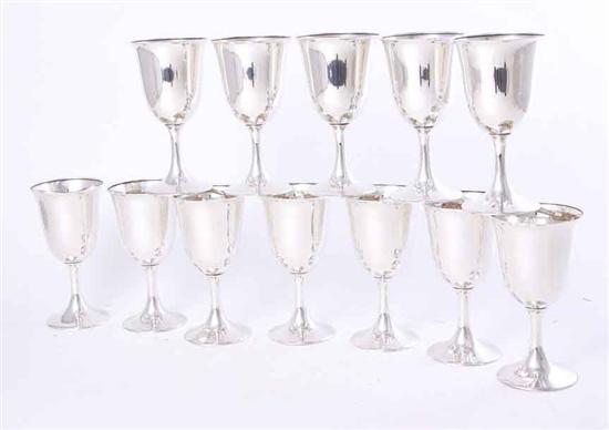 Set of American sterling goblets by