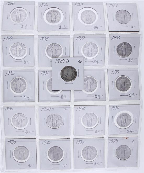 Collection early US quarters 1909