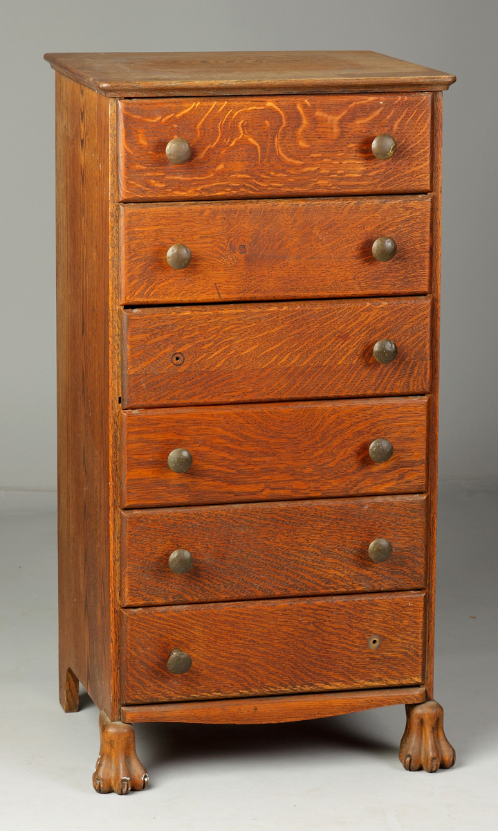 6 Drawer Oak Cylinder Record Cabinet