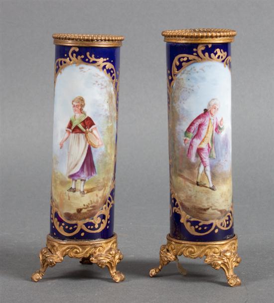 Pair of gilt-metal-mounted bleu du roi