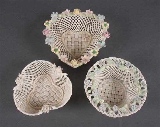 Three Belleek glazed parianware