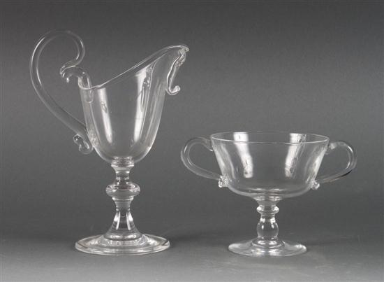 Steuben glass creamer and sugar