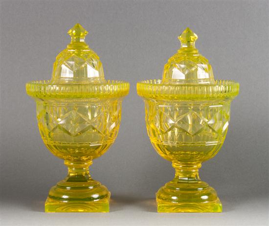 Pair of American vaseline glass