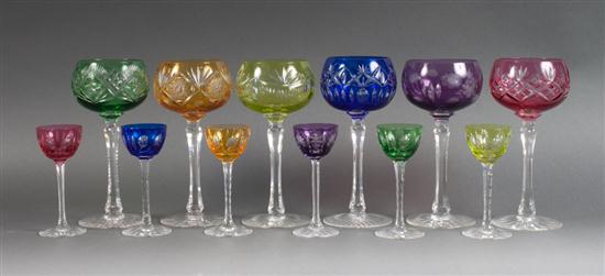 Set six Bohemian colored etched to clear 137cf6