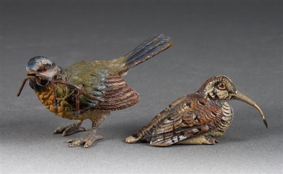 Two Austrian cold painted bronze bird