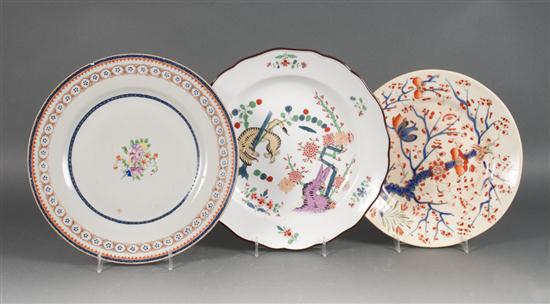 Group of three assorted porcelain plates