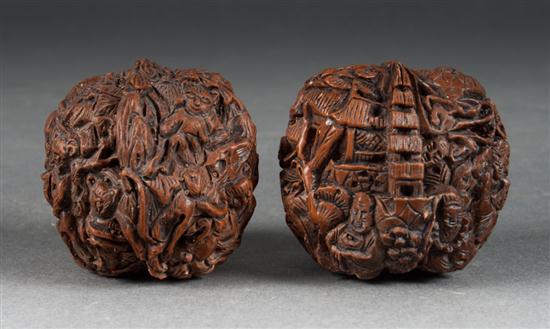 Pair of Chinese carved walnuts in the