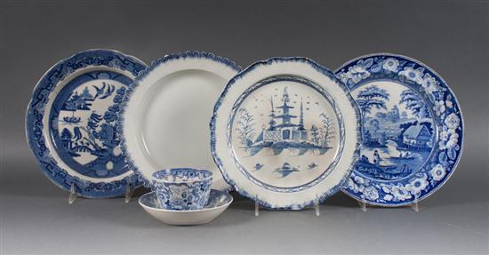 Two Staffordshire blue transferware