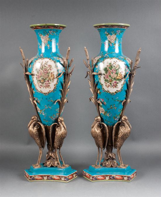 Pair of French style gilt-brass-mounted
