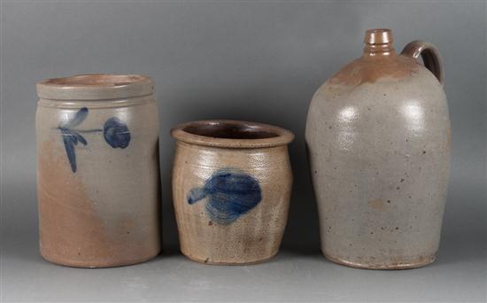 Two American salt glazed cobalt decorated