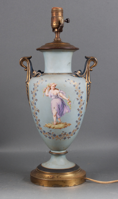 French painted porcelain vase mounted