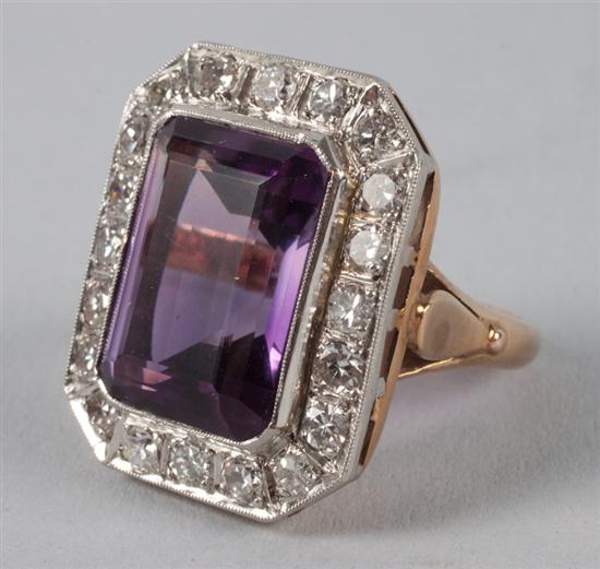 Diamond and amethyst cocktail ring