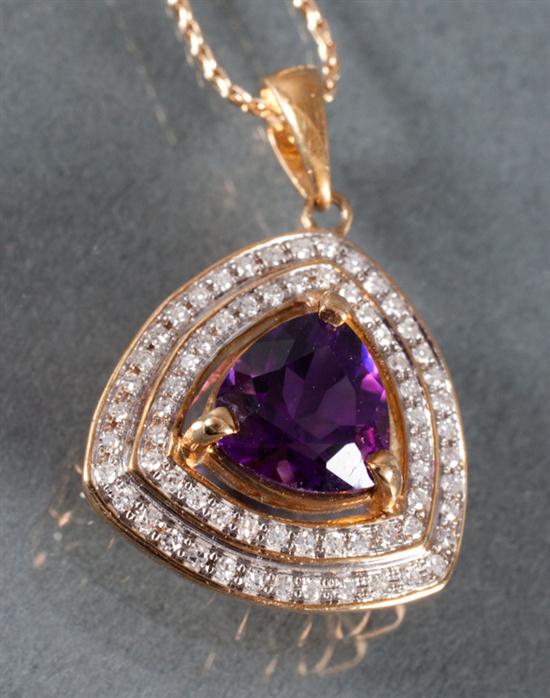 14K yellow gold diamond and amethyst 13800c