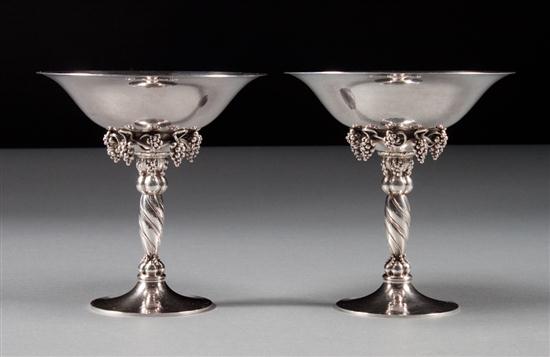 Pair of Danish sterling silver compotes