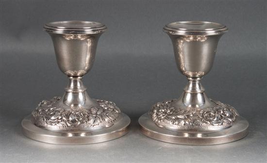 Pair of American weighted repousse 13802f