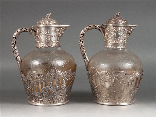 Pair of German rococo style repousse