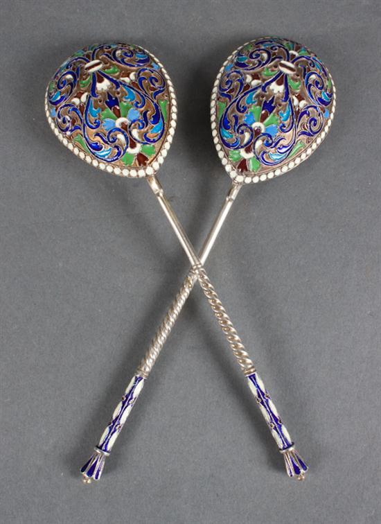 Pair of Russian cloisonne enamel 13807f