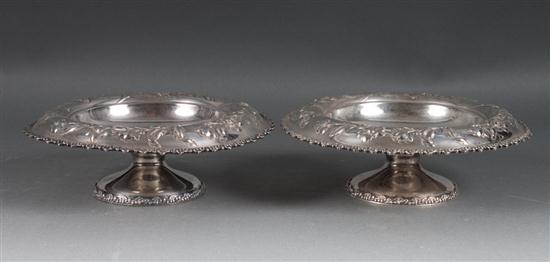 Pair of American repousse sterling silver