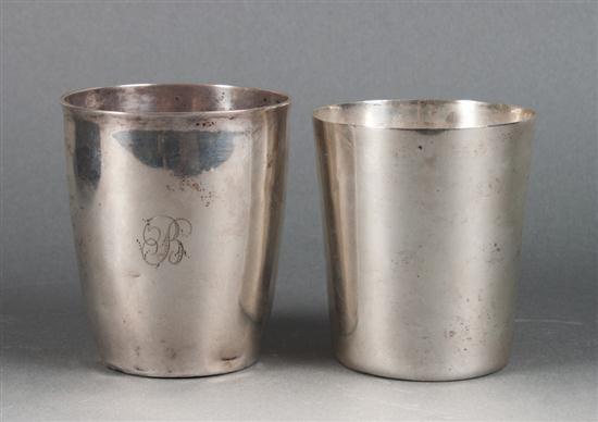 Two Continental silver cups 19th
