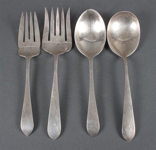 Four American sterling silver serving