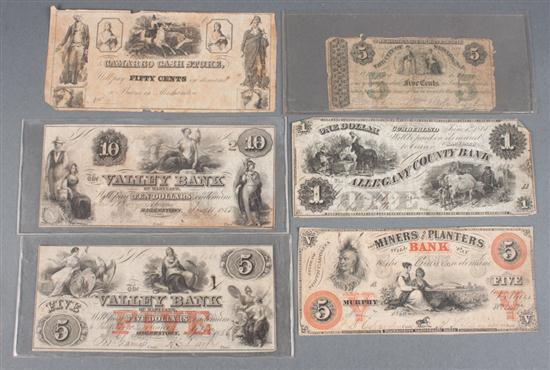 Four privately issued bank notes 138123