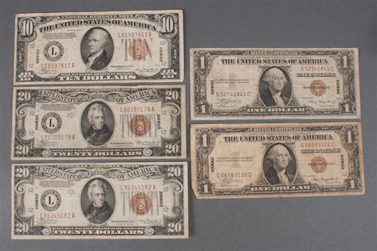 Five United States silver certificates