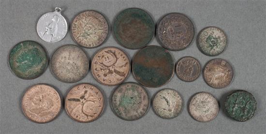 Selection of 16 foreign coins and