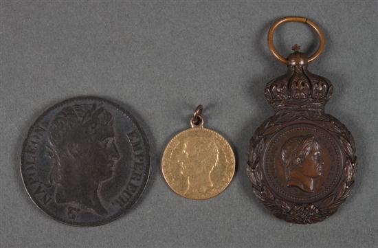 Two French Napoleonic coins and