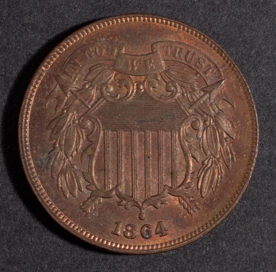 Two United States bronze two-cent