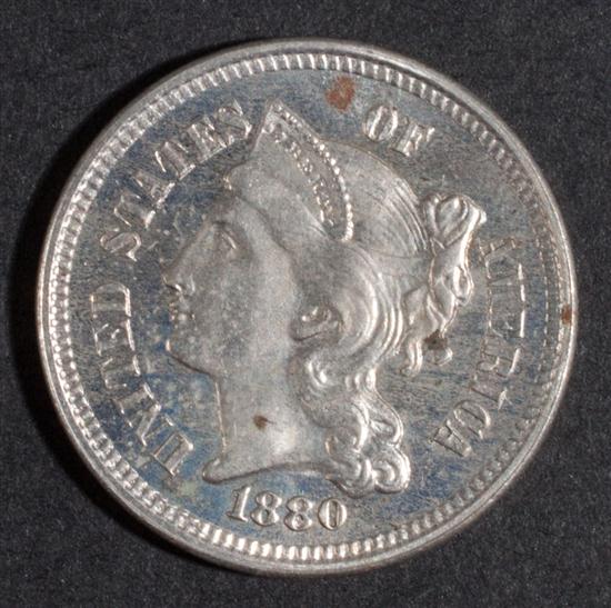 United States nickel three cent 1381dc