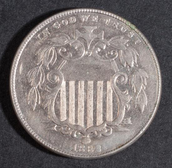 Two United States Shield type nickel 1381fb