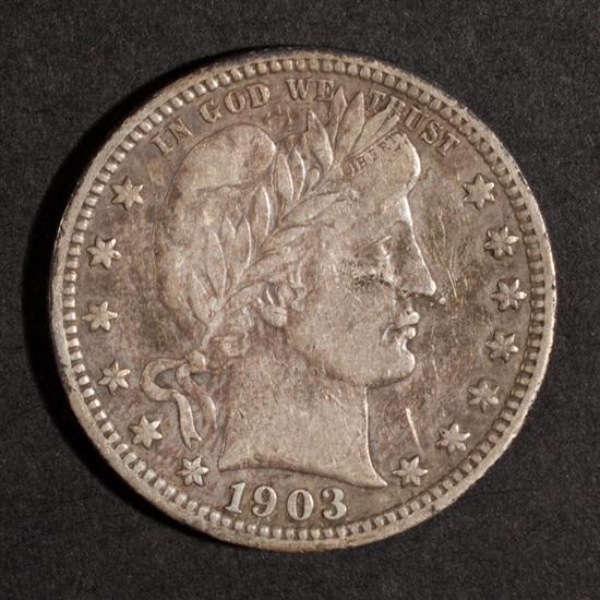 Six United States Barber type silver
