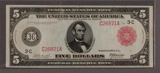 United States $5.00 Federal Reserve