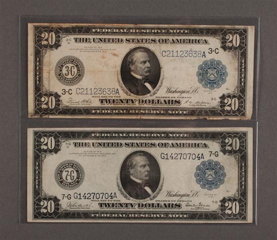 Two United States $20.00 Federal